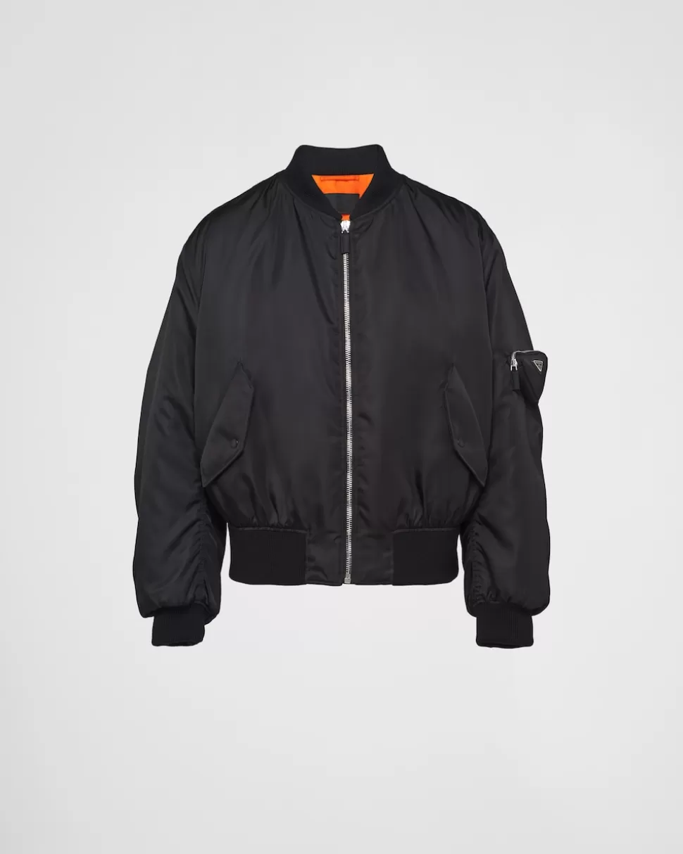 Outlet Prada Bomberjacke Aus Re-nylon Schwarz