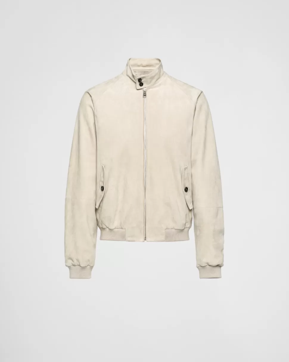 Store Prada Bomberjacke Aus Wildleder Eis