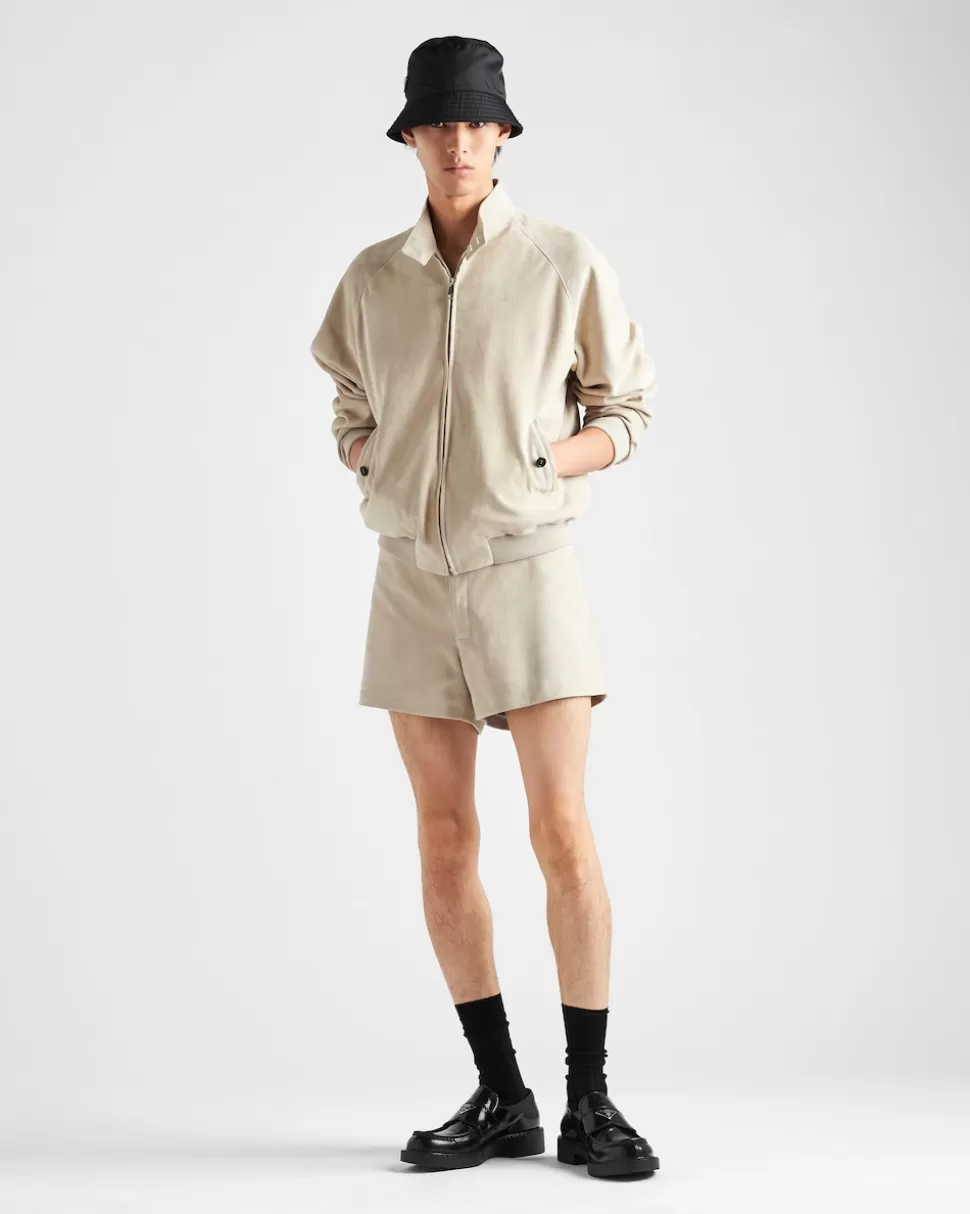 Store Prada Bomberjacke Aus Wildleder Eis