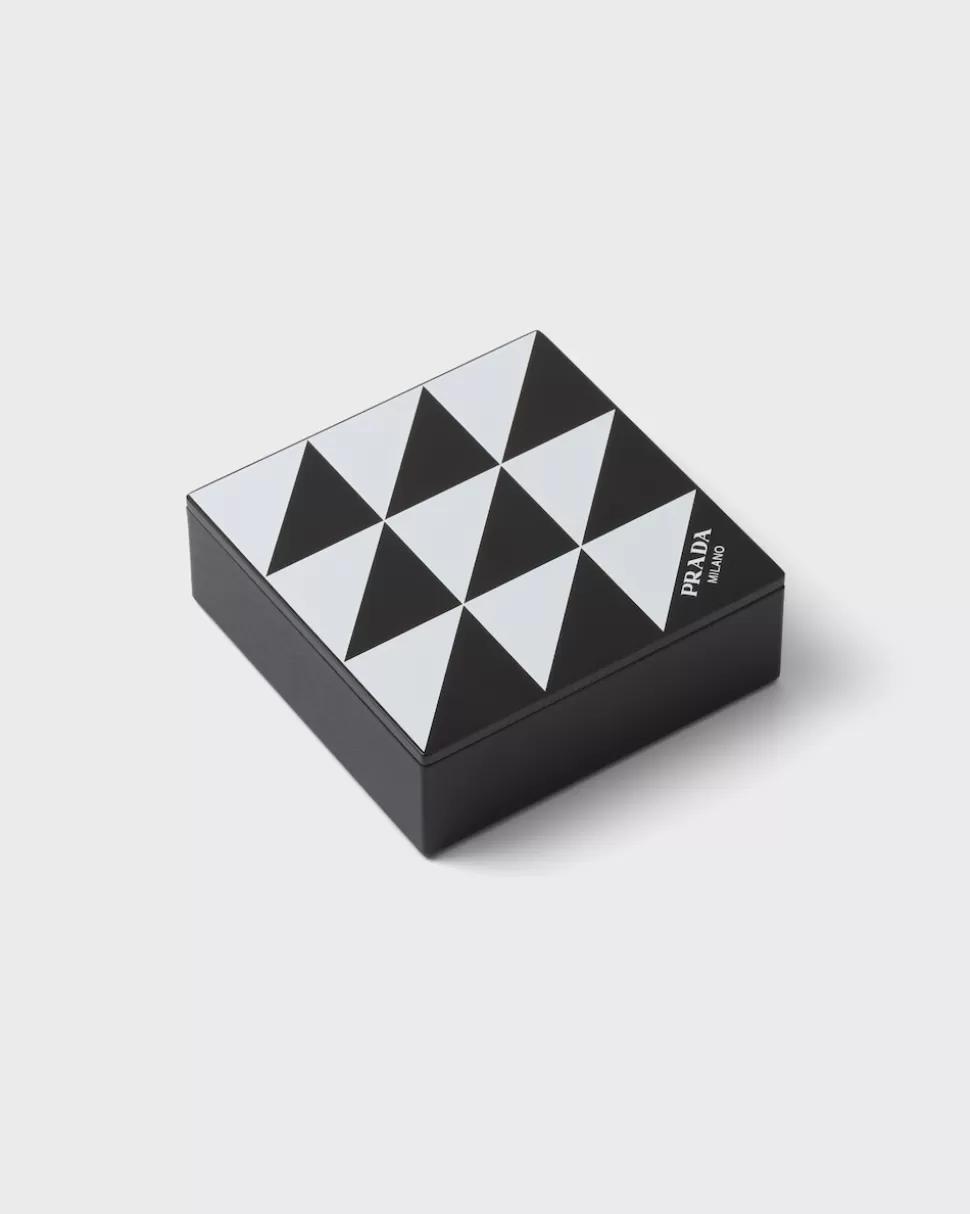 Store Prada Box Aus Holz Und Saffiano-leder Schwarz/Weiss