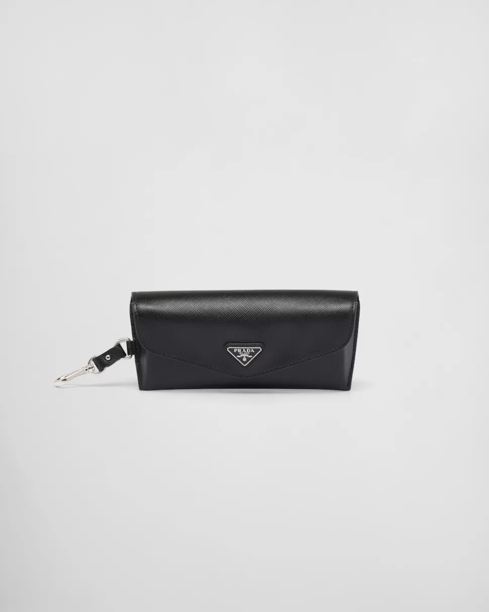 Shop Prada Brillenetui Aus Saffiano-leder Schwarz
