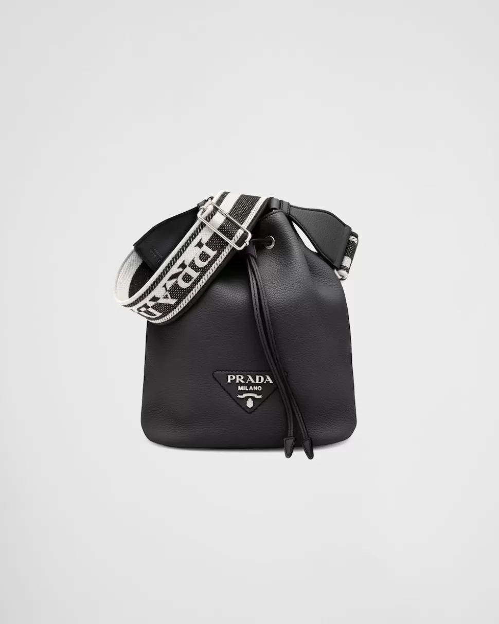 Discount Prada Bucket Bag Aus Leder Schwarz