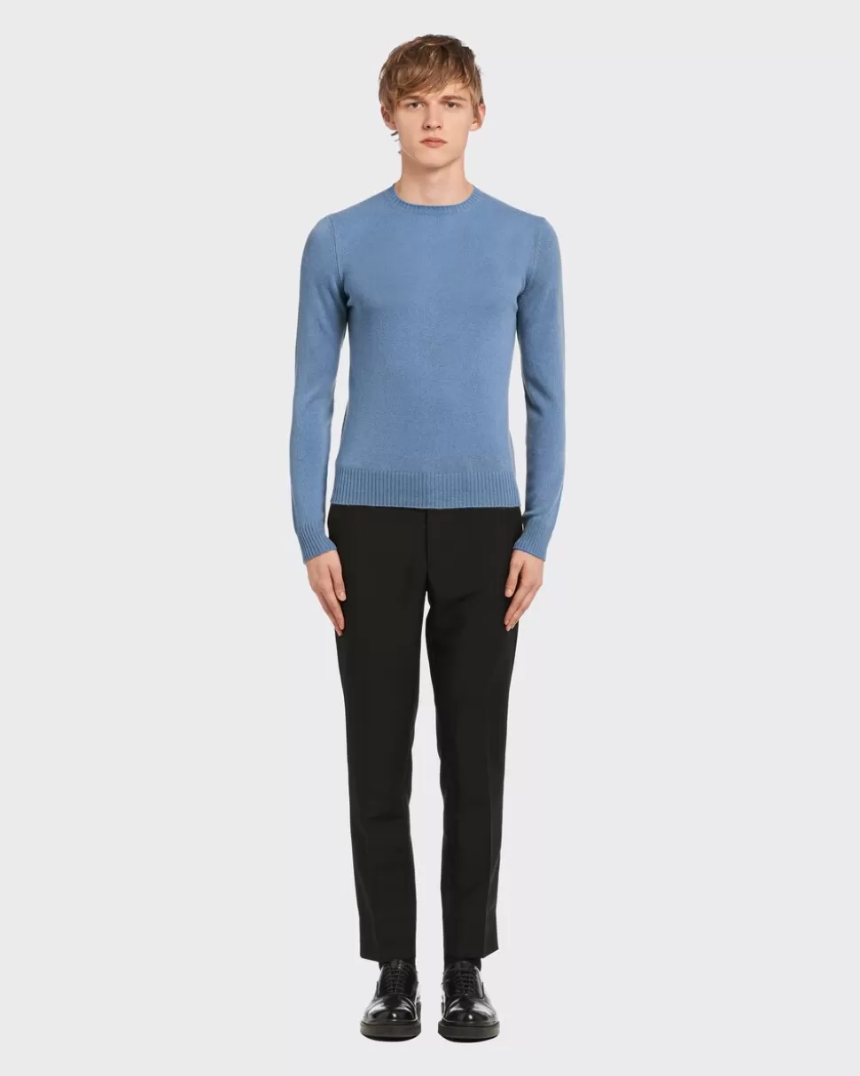 Cheap Prada Cable-knit Cashmere Crew-neck Sweater Schwarz