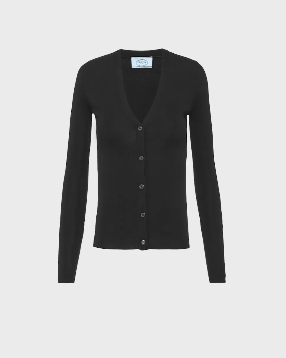 Clearance Prada Cardigan Aus Kaschmir Und Seide Schwarz