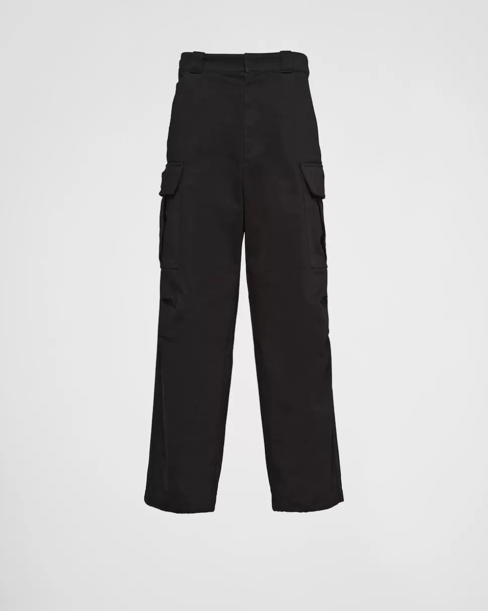 Outlet Prada Cargohose Aus Baumwoll-satin Schwarz