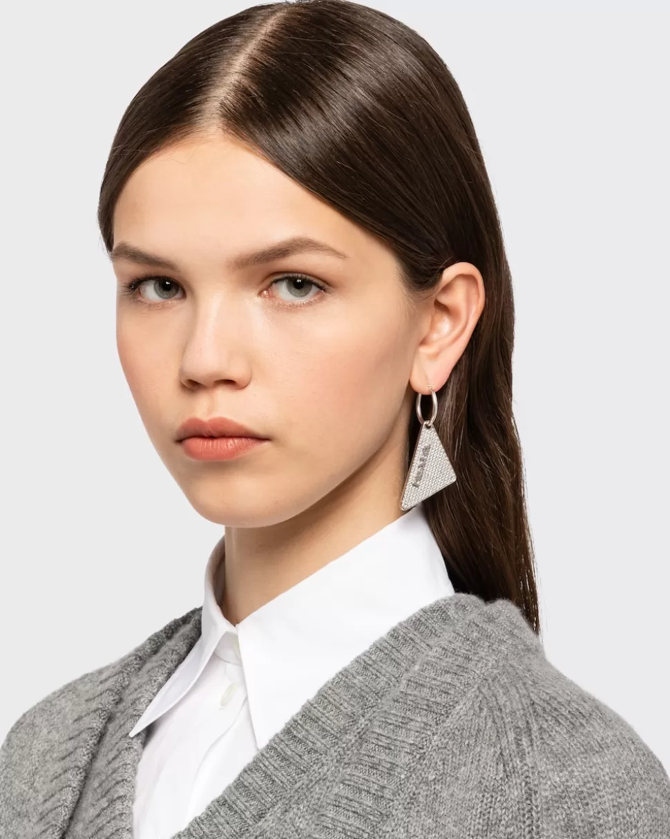 Shop Prada Crystal Logo Jewels Linker Ohrring Gold/Kristall