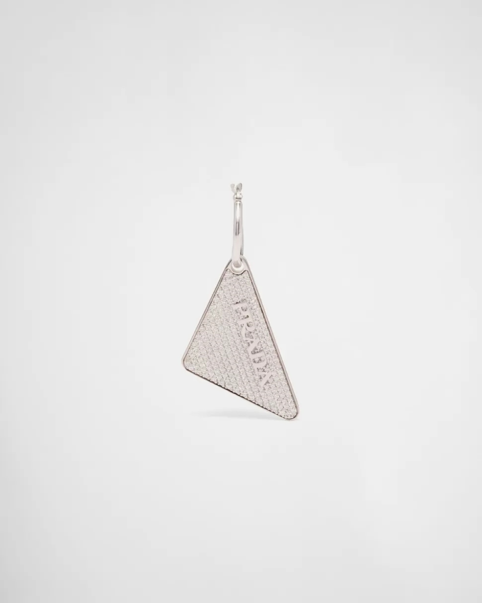 Shop Prada Crystal Logo Jewels Rechter Ohrring Gold/Kristall