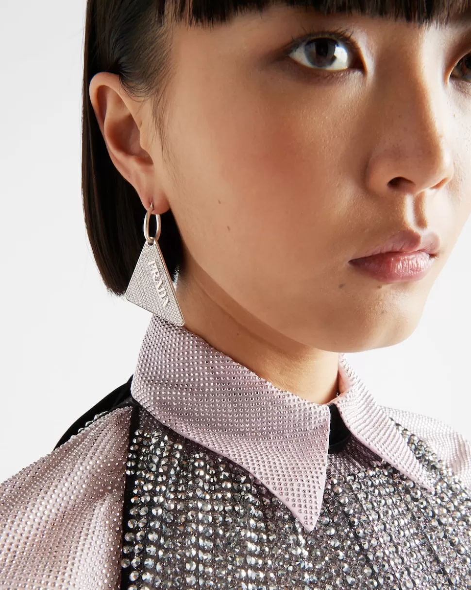 Shop Prada Crystal Logo Jewels Rechter Ohrring Gold/Kristall