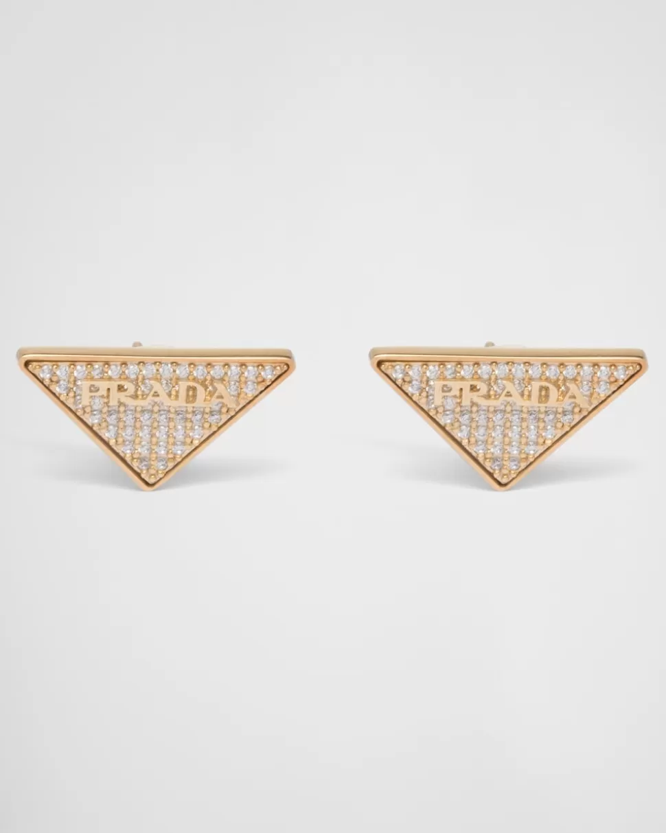 Shop Prada Crystal Logo Jewels Zirkonia-ohrringe Gold/Kristall