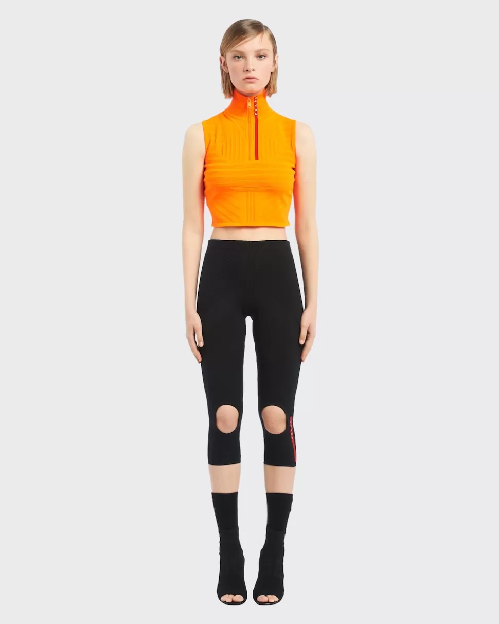 Store Prada Cut-out-leggings Aus Polyester Schwarz/Schwarz