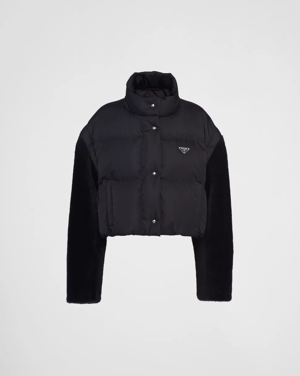 Sale Prada Daunenjacke Aus Re-nylon Schwarz