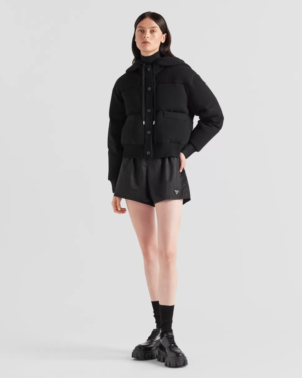 New Prada Daunenjacke Aus Wolle Und Kaschmir Schwarz