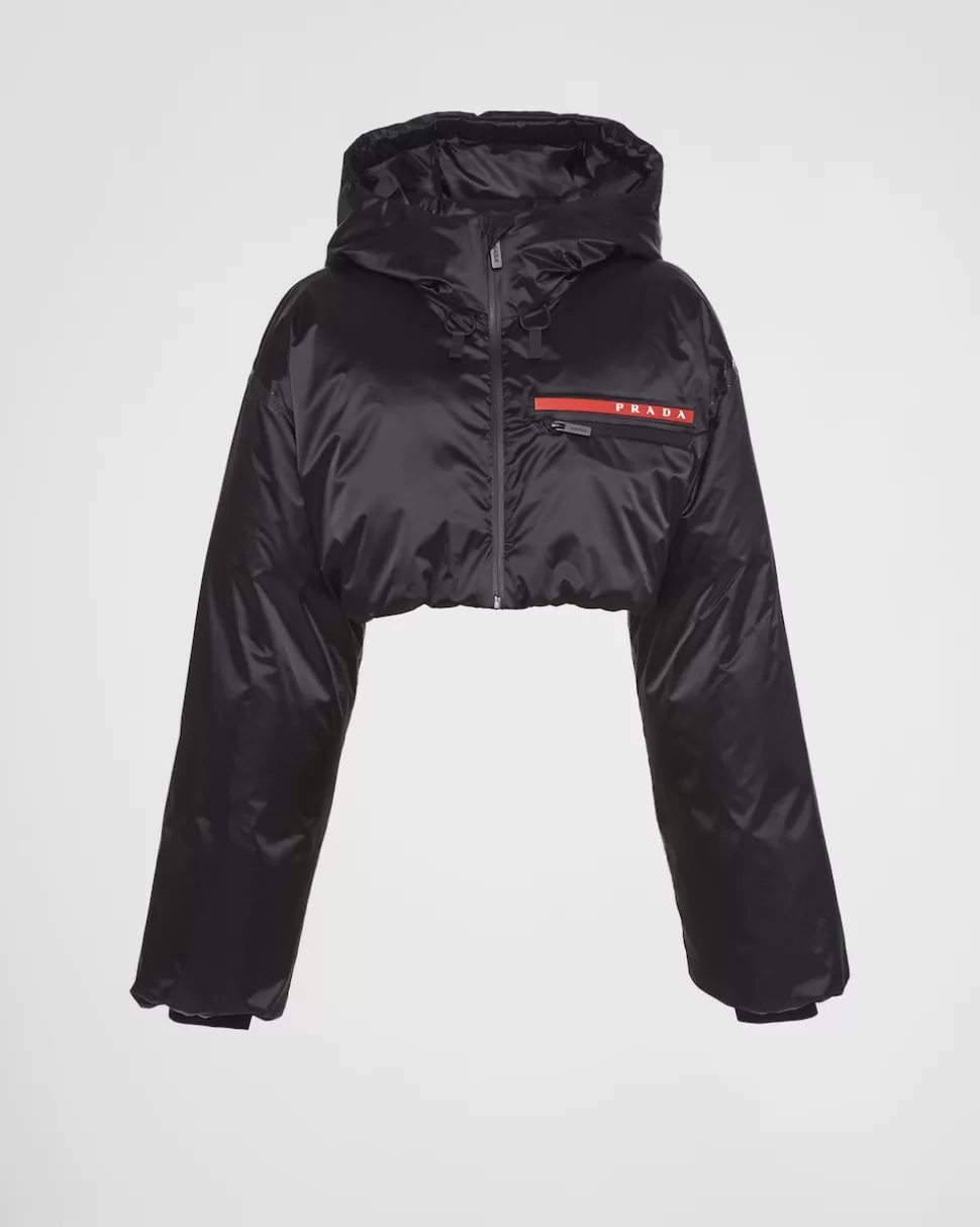 Discount Prada Daunenjacke Mit Kapuze Aus Technischem Re-nylon Schwarz