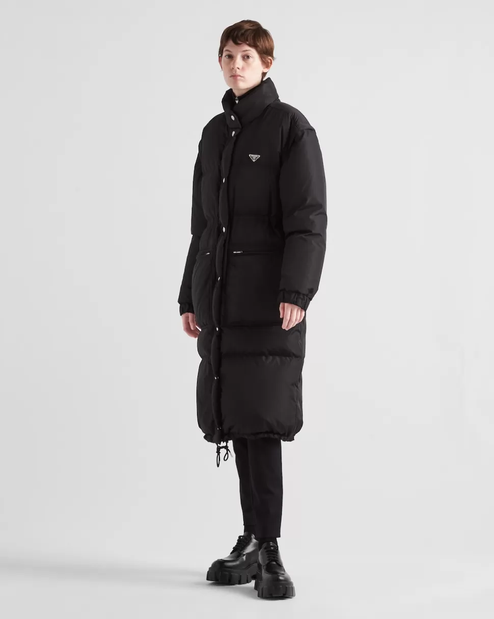 Flash Sale Prada Daunenmantel Aus Re-nylon Schwarz/Blau