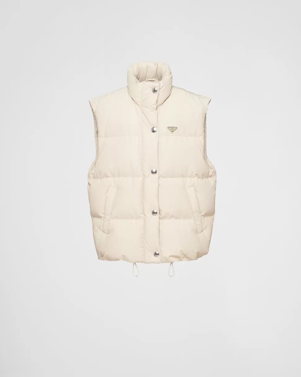 Shop Prada Daunenweste Aus Funktionsgewebe Wüstenbeige