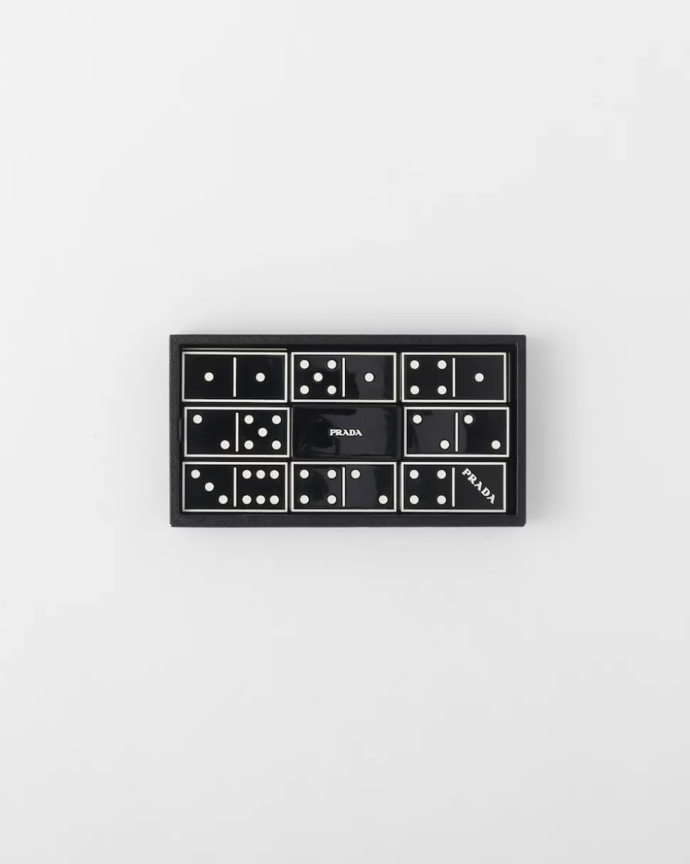 Outlet Prada Domino-set Aus Saffiano Leder Schwarz