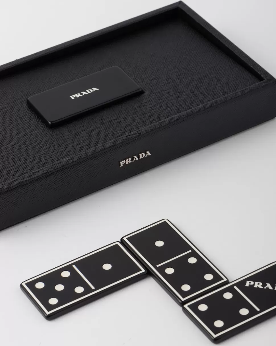 Outlet Prada Domino-set Aus Saffiano Leder Schwarz