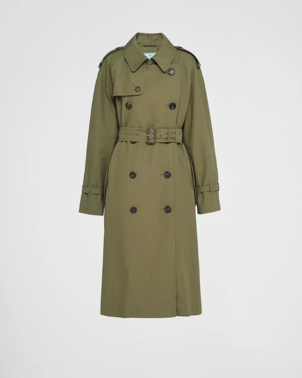 Sale Prada Doppelreihiger Trenchcoat Aus Canvas Militärgrün