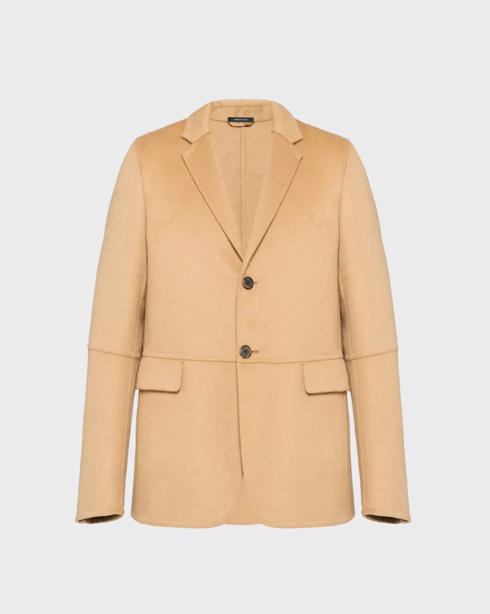 Best Sale Prada Doppelte Kaschgora-jacke Schwarz