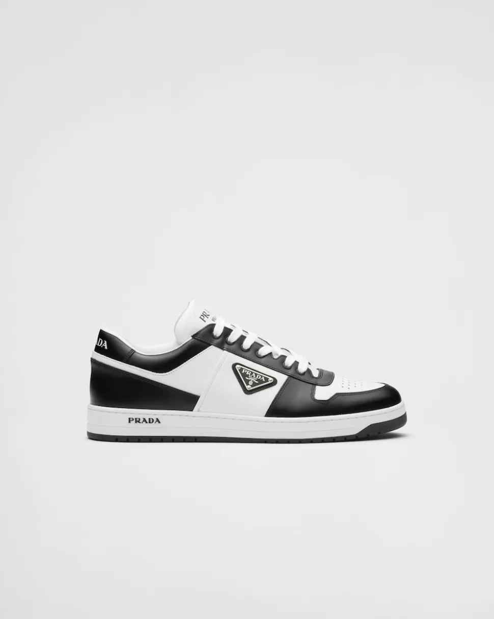 Sale Prada Downtown Sneaker Aus Leder Schwarz/Grün