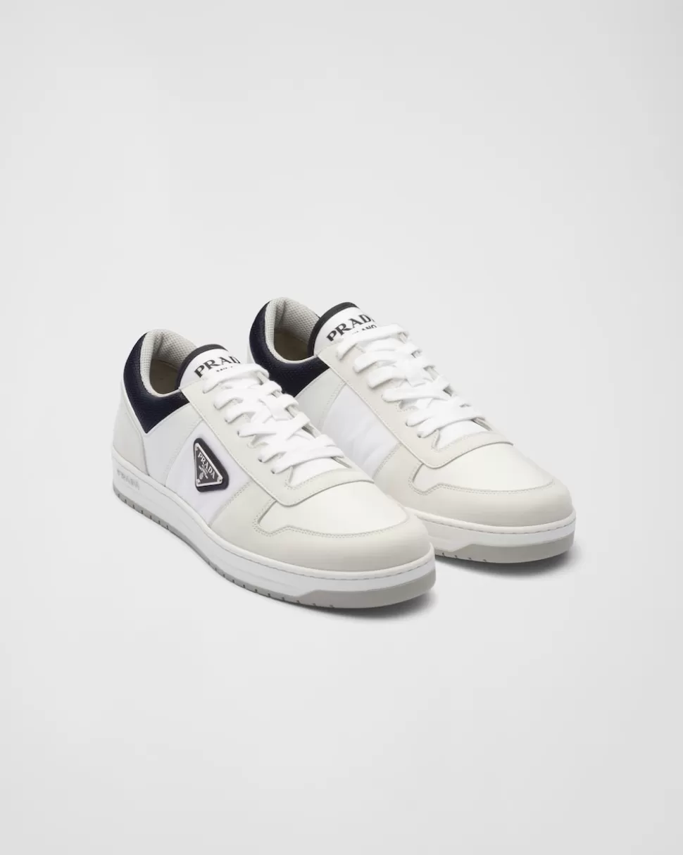Cheap Prada Downtown Sneaker Aus Re-nylon WEISS+ULTRAMARINBLAU