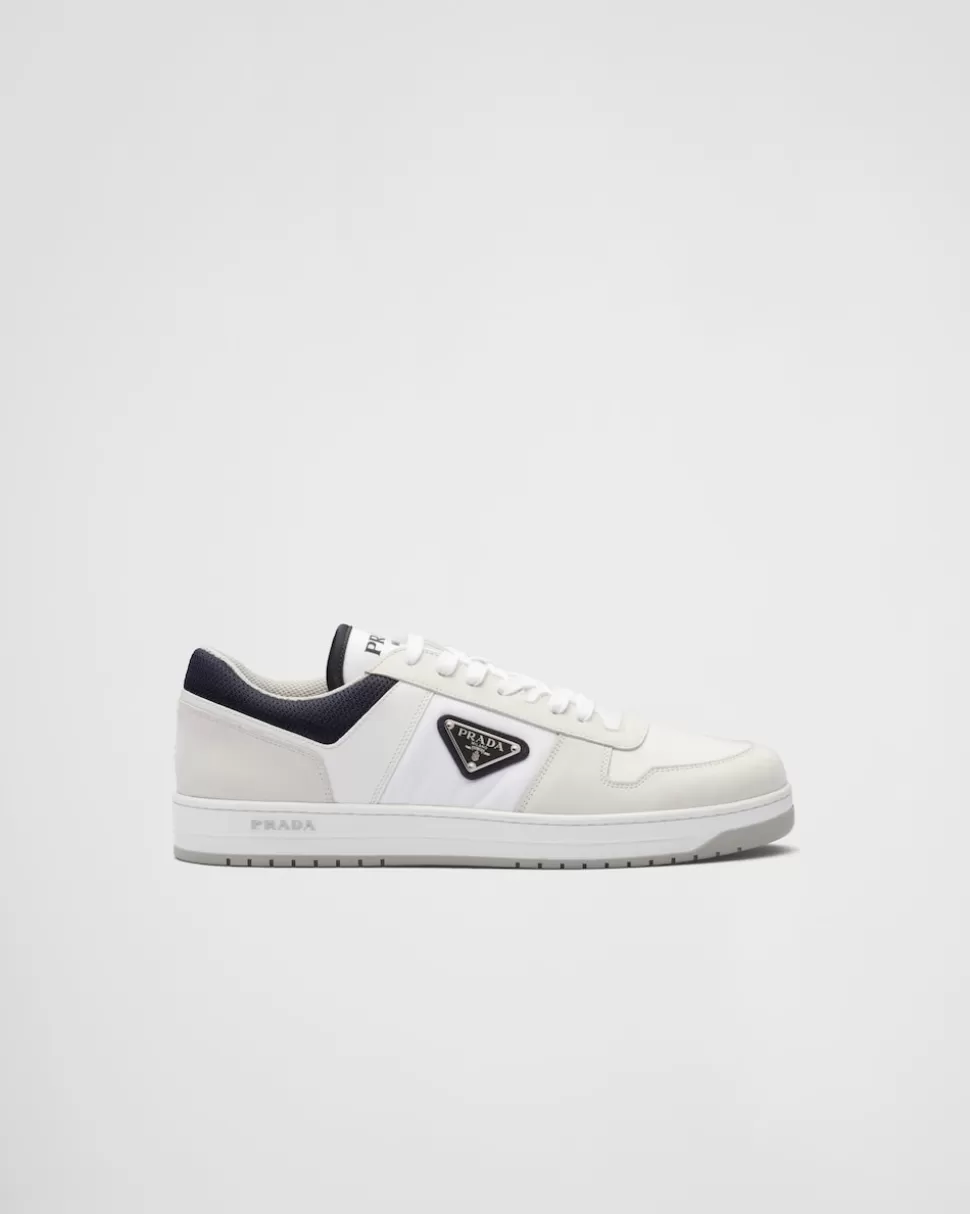 Cheap Prada Downtown Sneaker Aus Re-nylon WEISS+ULTRAMARINBLAU