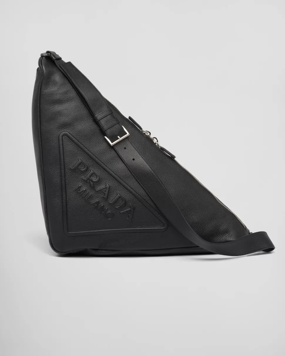 Sale Prada Dreieckige Tasche Aus Leder Schwarz