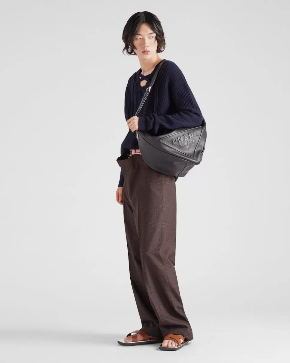 Sale Prada Dreieckige Tasche Aus Leder Schwarz
