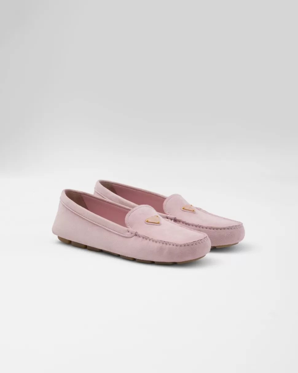 Cheap Prada Driving-loafer Aus Wildleder Blau