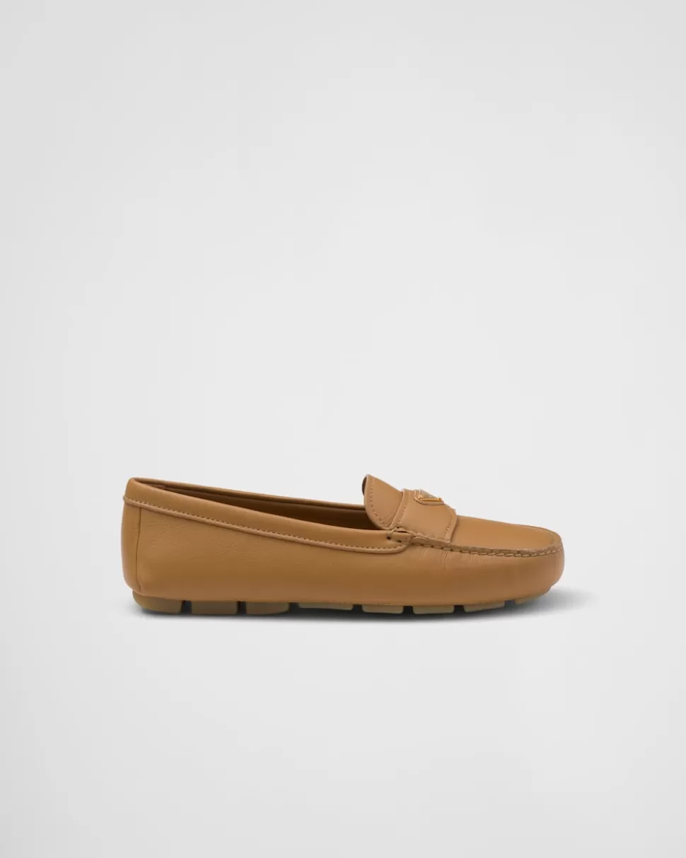 Sale Prada Driving-schuhe Aus Leder Natur
