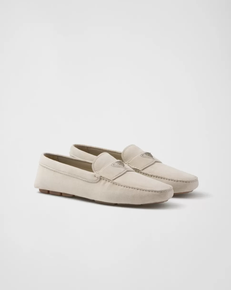 Store Prada Driving-schuhe Aus Wildleder Blau