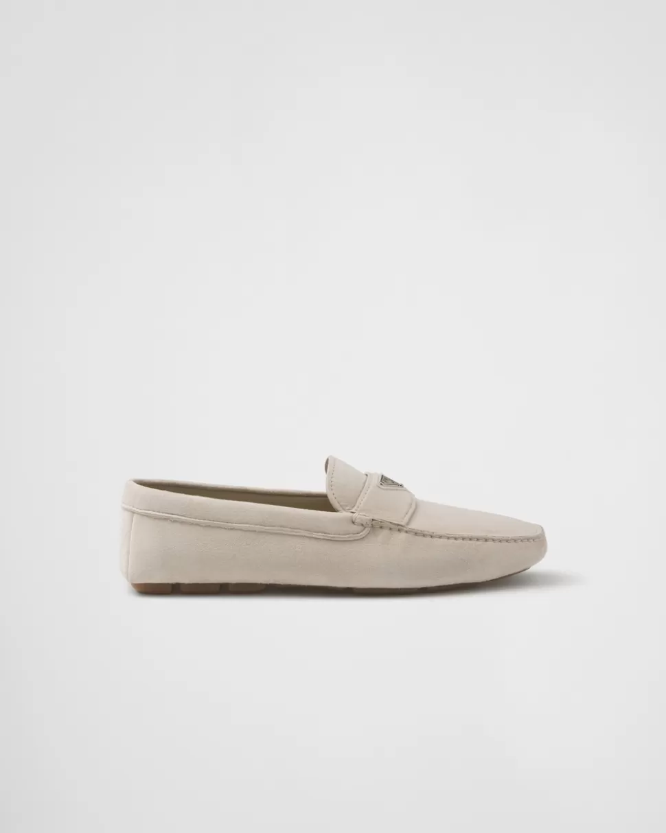 Store Prada Driving-schuhe Aus Wildleder Blau
