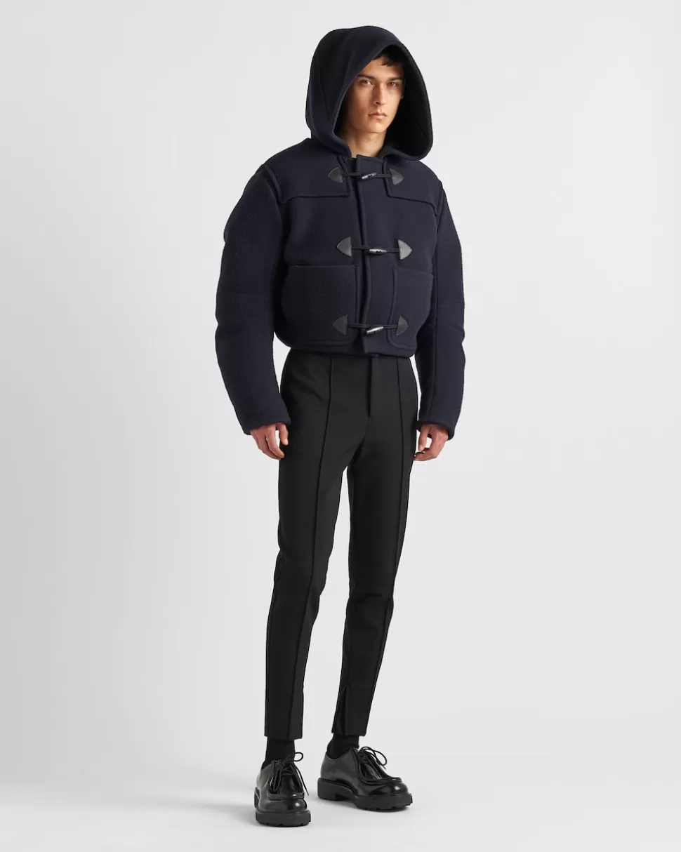 New Prada Duffle-jacke Aus Wolle Mit Daunenfüllung Blau