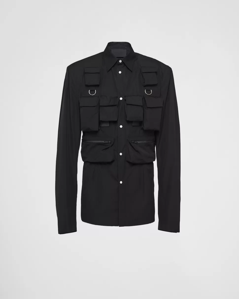 Store Prada Einreihige Jacke Aus Baumwolle Schwarz