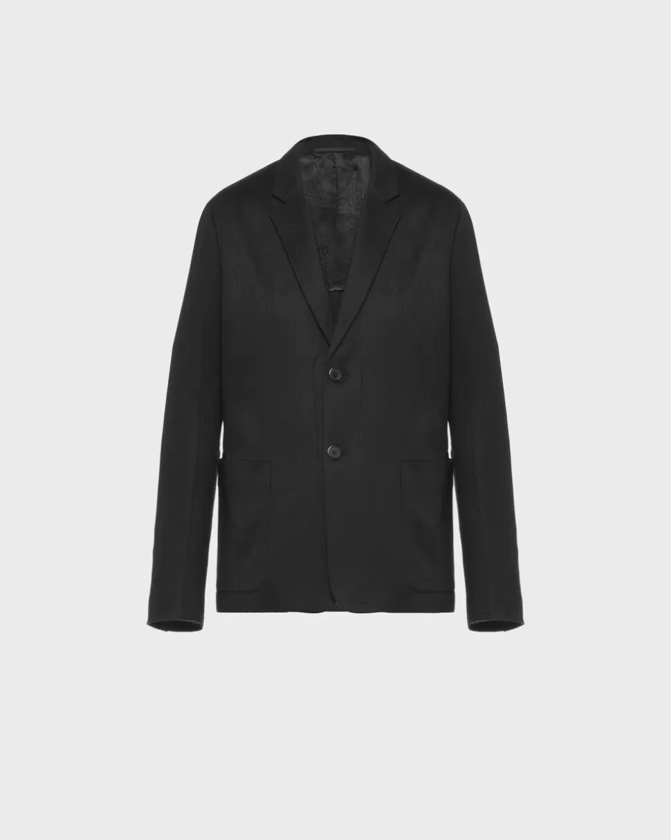 Discount Prada Einreihige Jacke Aus Kaschmir Schwarz
