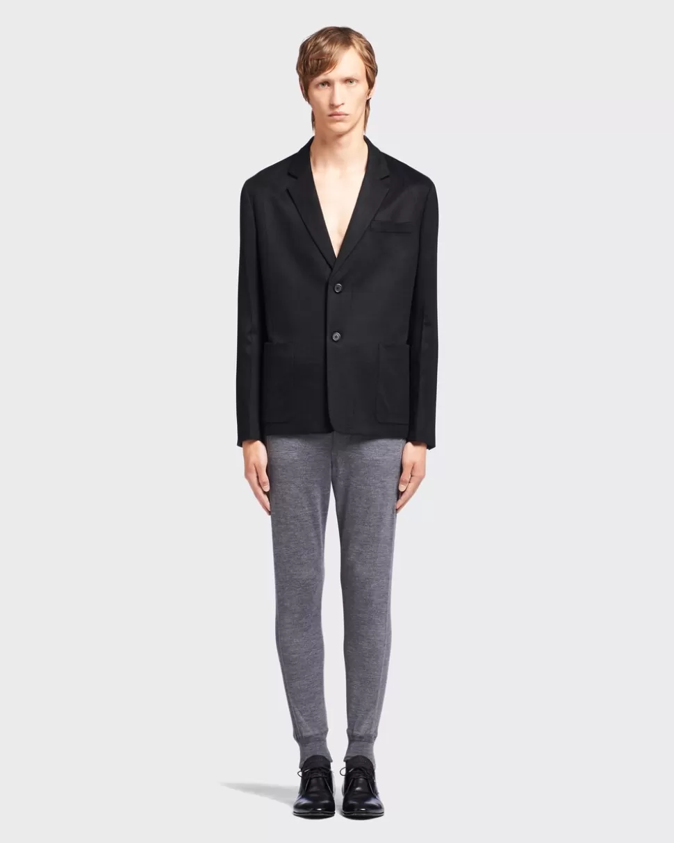 Discount Prada Einreihige Jacke Aus Kaschmir Schwarz