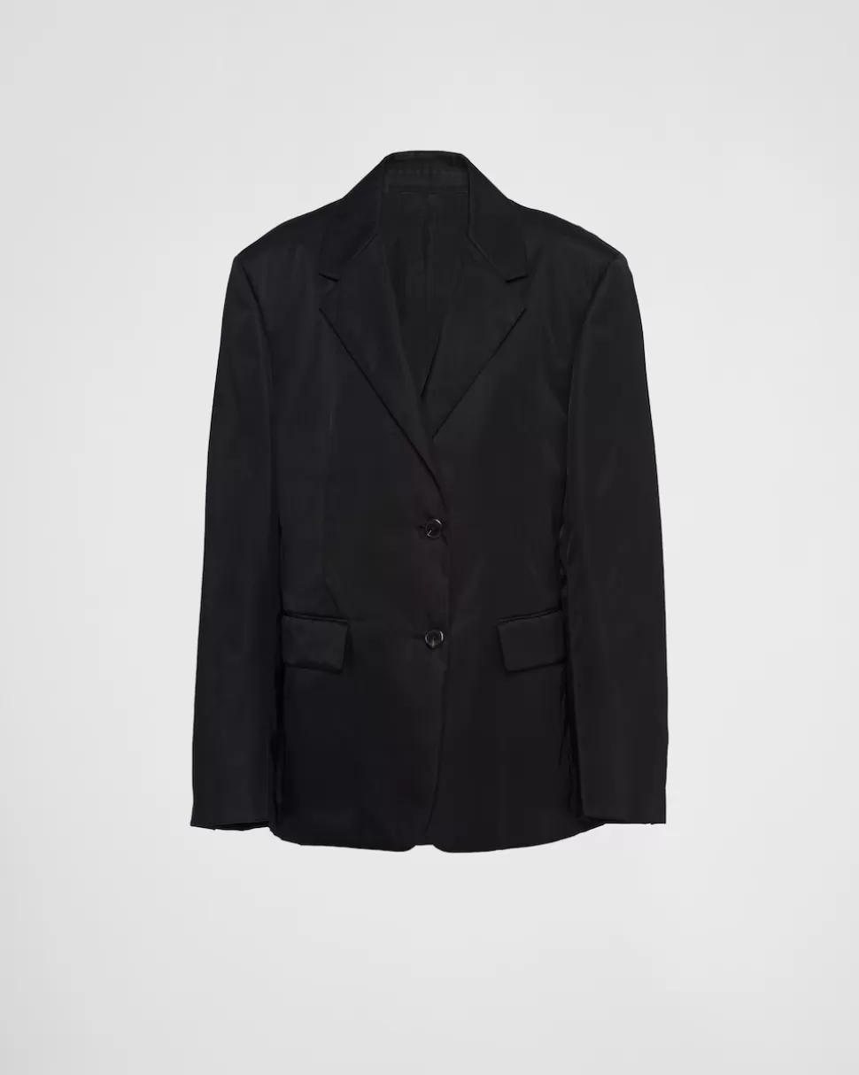 Flash Sale Prada Einreihige Jacke Aus Re-nylon Schwarz