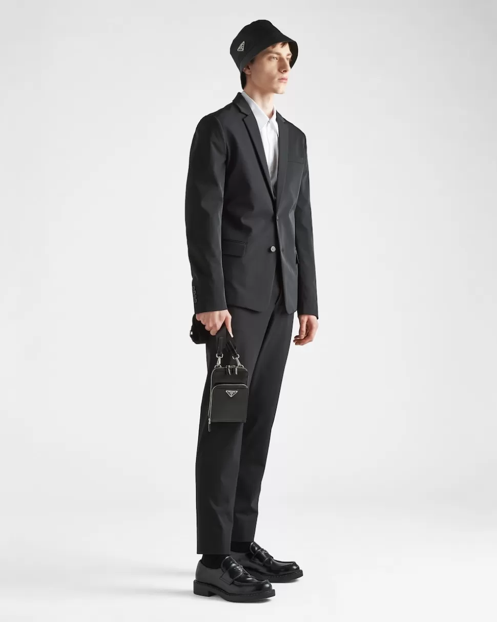 Online Prada Einreihige Jacke Aus Stretch-funktionsgewebe Schwarz