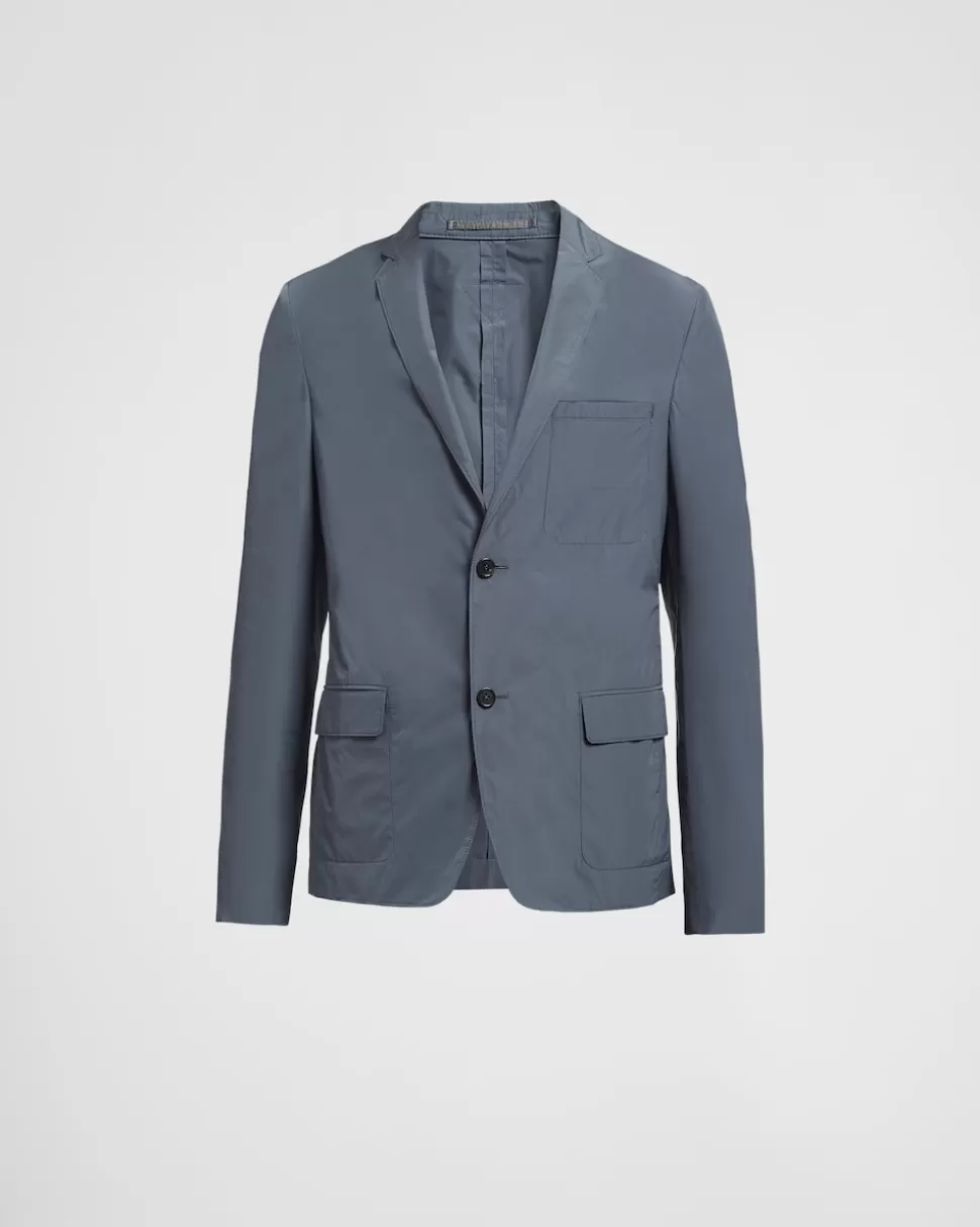Outlet Prada Einreihige Jacke Aus Techno-popeline Bleigrau