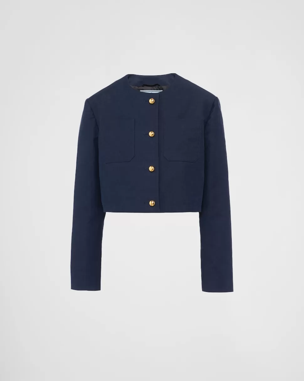 Shop Prada Einreihige Jacke Aus Tricotine Blau