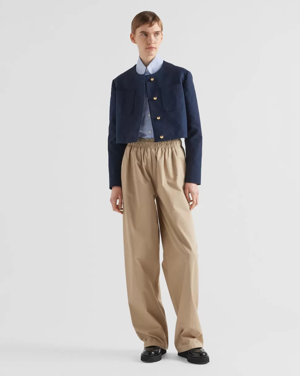 Shop Prada Einreihige Jacke Aus Tricotine Blau