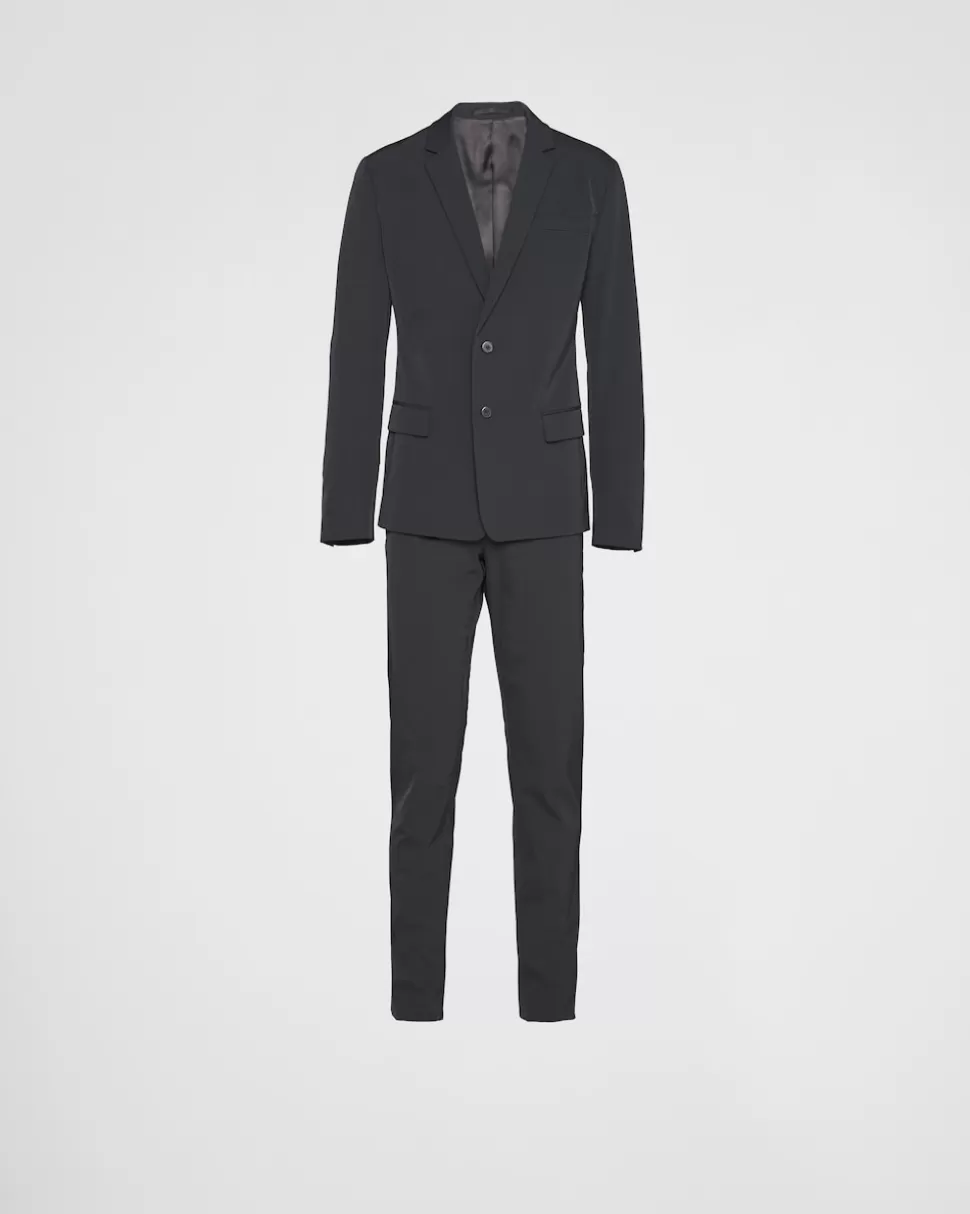 Sale Prada Einreihiger Anzug Aus Techno-stretch Schwarz