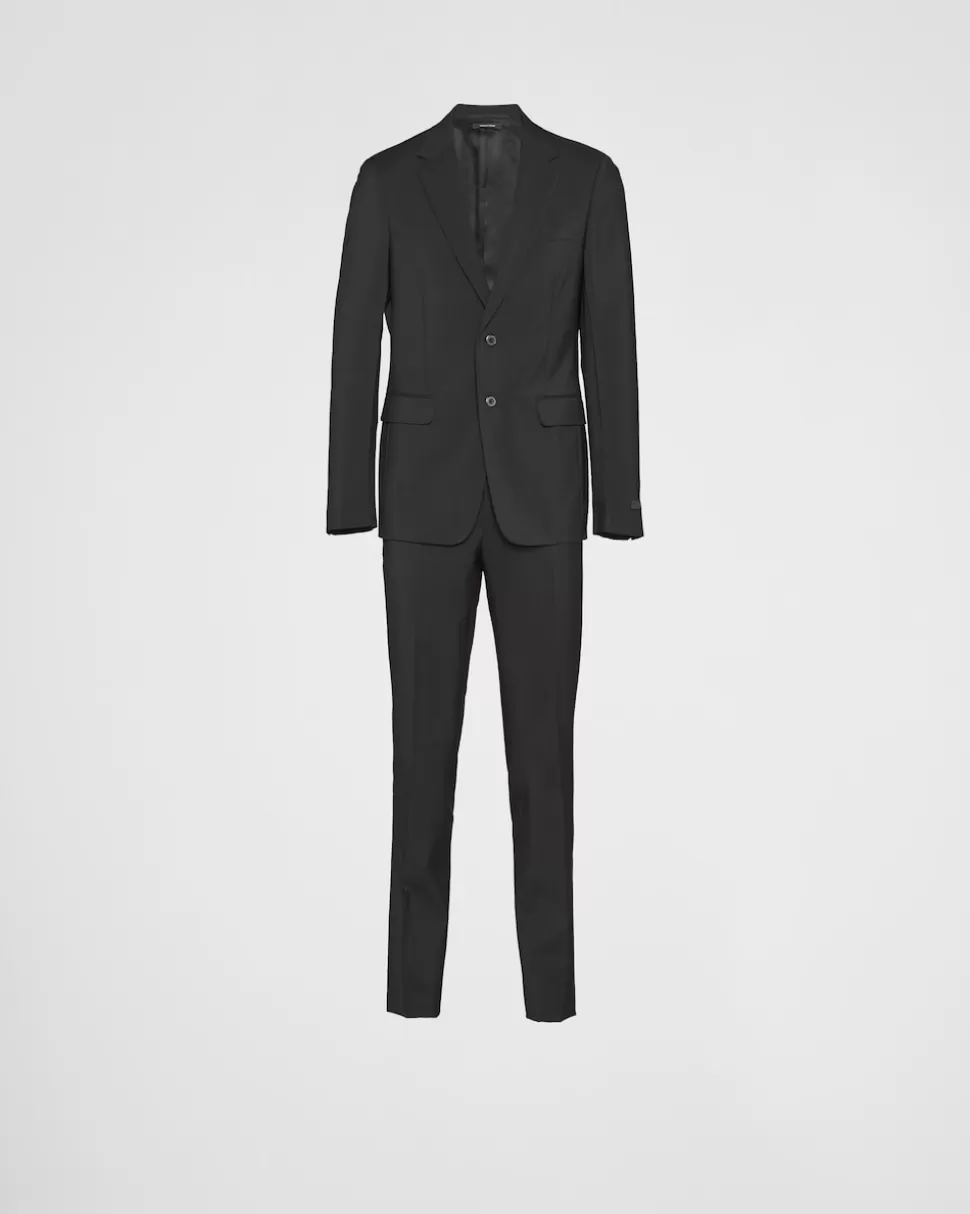 Store Prada Einreihiger Anzug Aus Wolle Und Mohair Schwarz