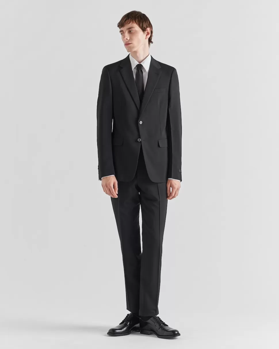 Store Prada Einreihiger Anzug Aus Wolle Und Mohair Schwarz