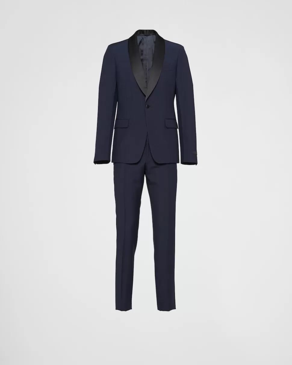 Store Prada Einreihiger Smoking Aus Wolle Und Mohair Schwarz