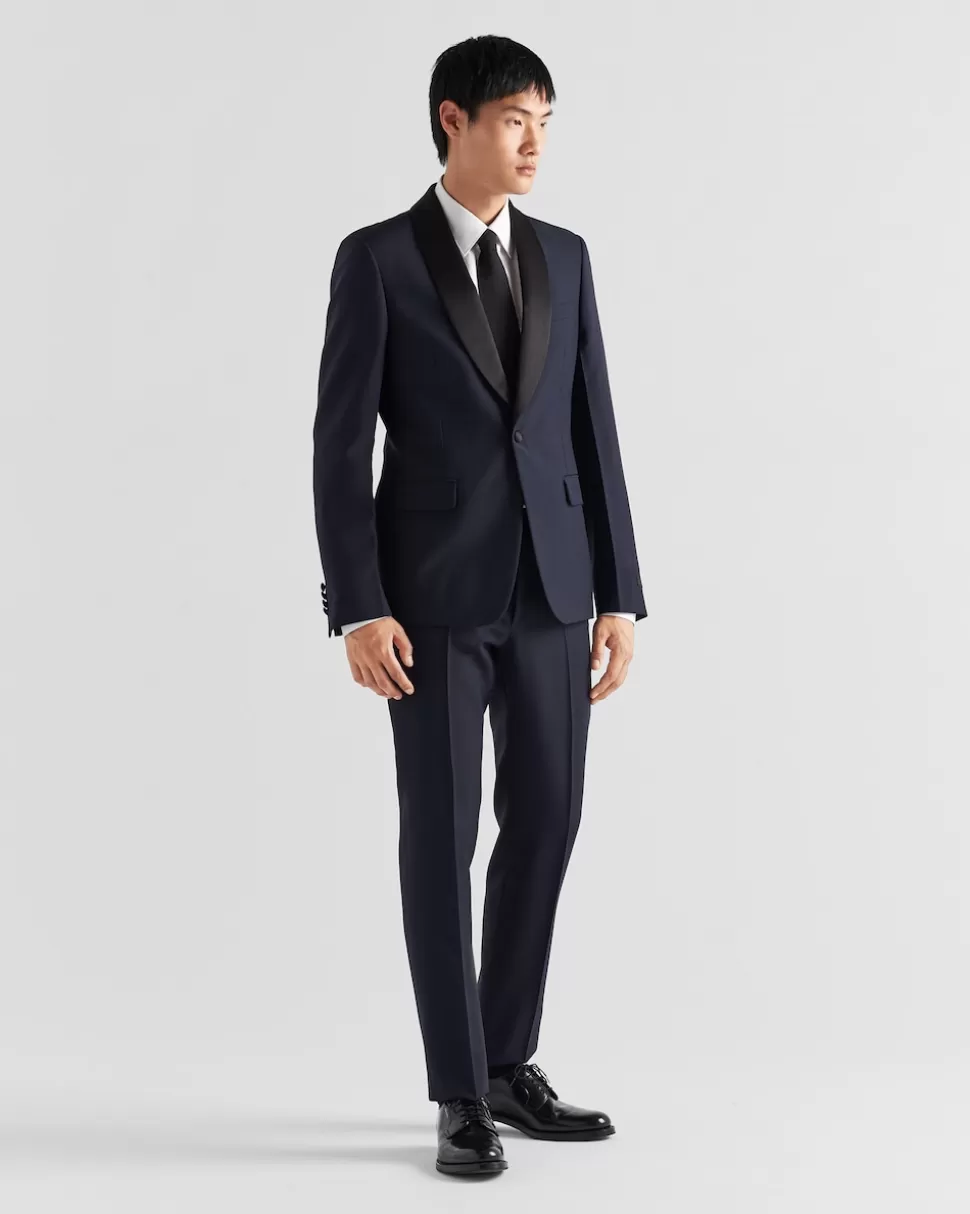 Store Prada Einreihiger Smoking Aus Wolle Und Mohair Schwarz