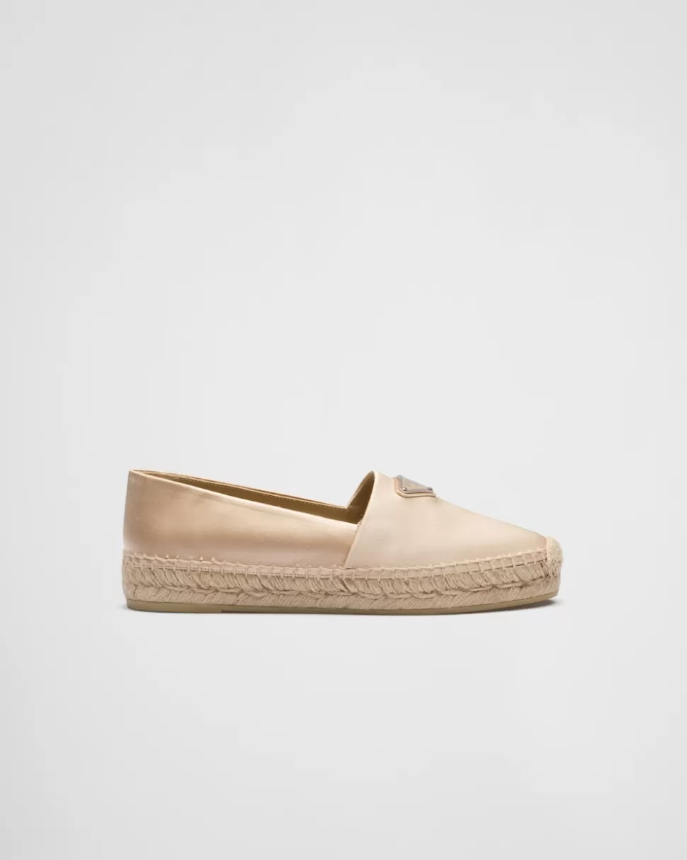 Flash Sale Prada Espadrilles Aus Satin Sandbeige
