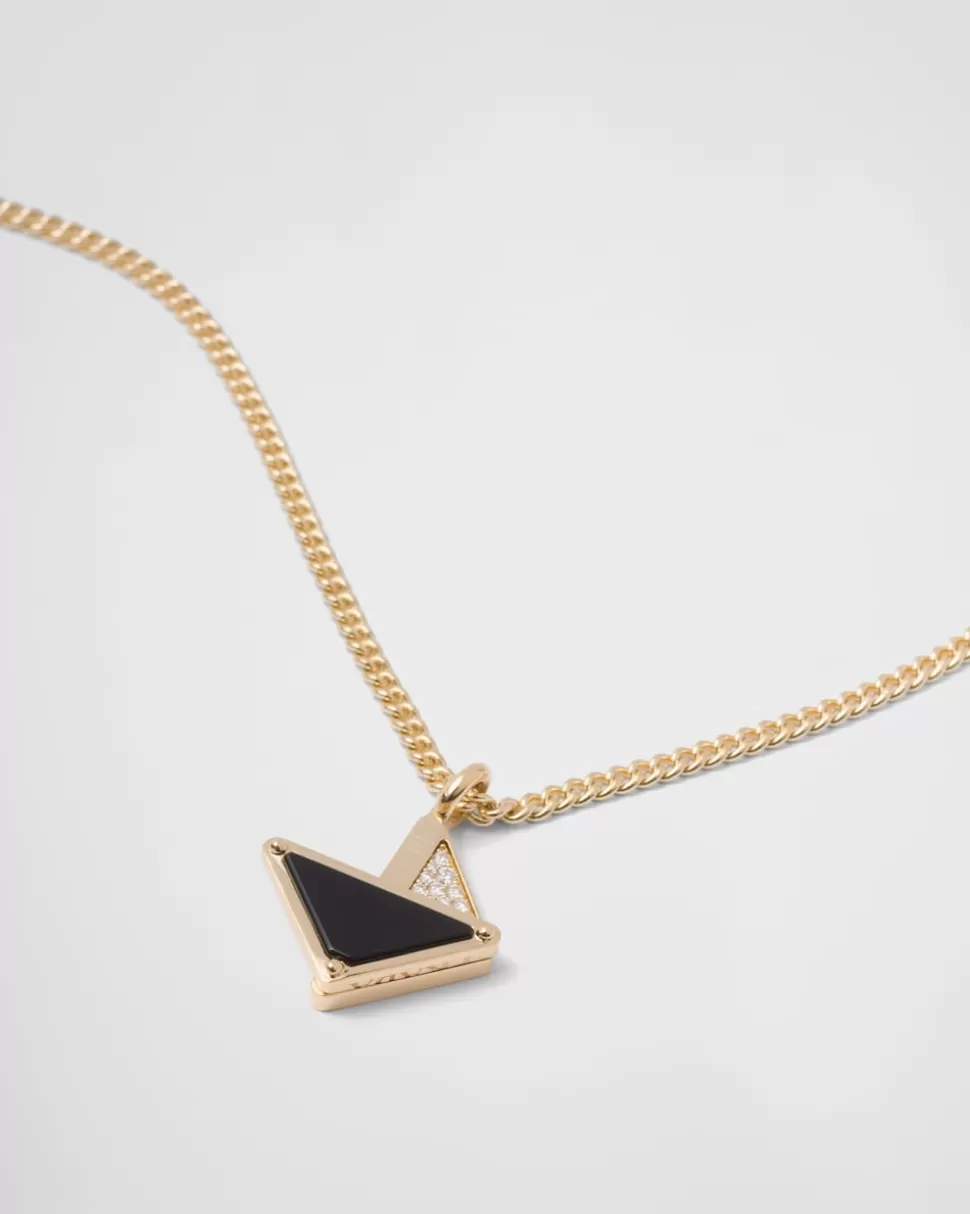 Hot Prada Eternal Gold Halskette Mit Anhänger Aus Gelbgold Mit Diamanten Und Onyx Gold/Zwiebel/Weiß