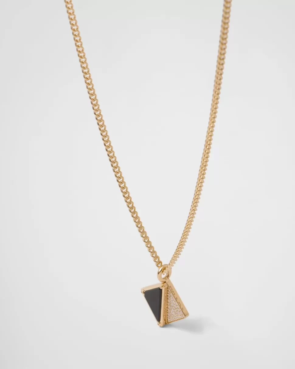 Hot Prada Eternal Gold Halskette Mit Anhänger Aus Gelbgold Mit Diamanten Und Onyx Gold/Zwiebel/Weiß