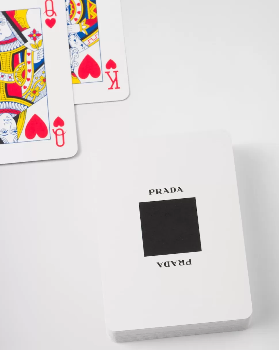 Sale Prada Etui Aus Saffiano Mit Spielkarten Schwarz